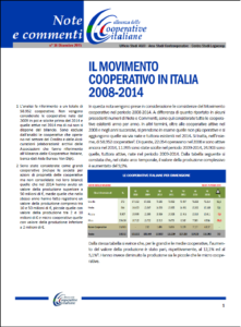 N. 36 – IL MOVIMENTO COOPERATIVO IN ITALIA 2008-2014