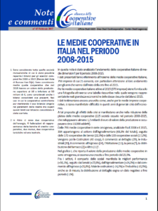 N. 47 – LE MEDIE COOPERATIVE IN ITALIA NEL PERIODO 2008-2015